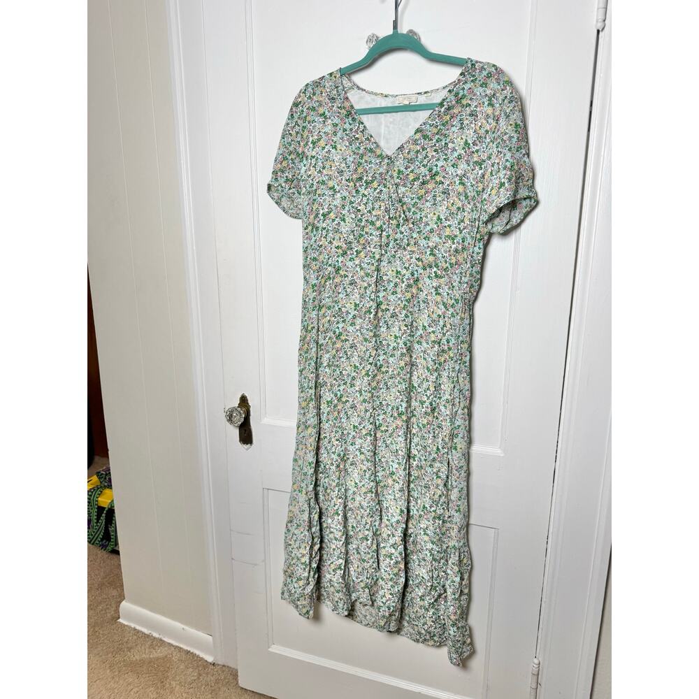 Fat Face Ditsy Floral Crinkle Tencel Short Sleeve Midi Milkmaid Dress Women's 8